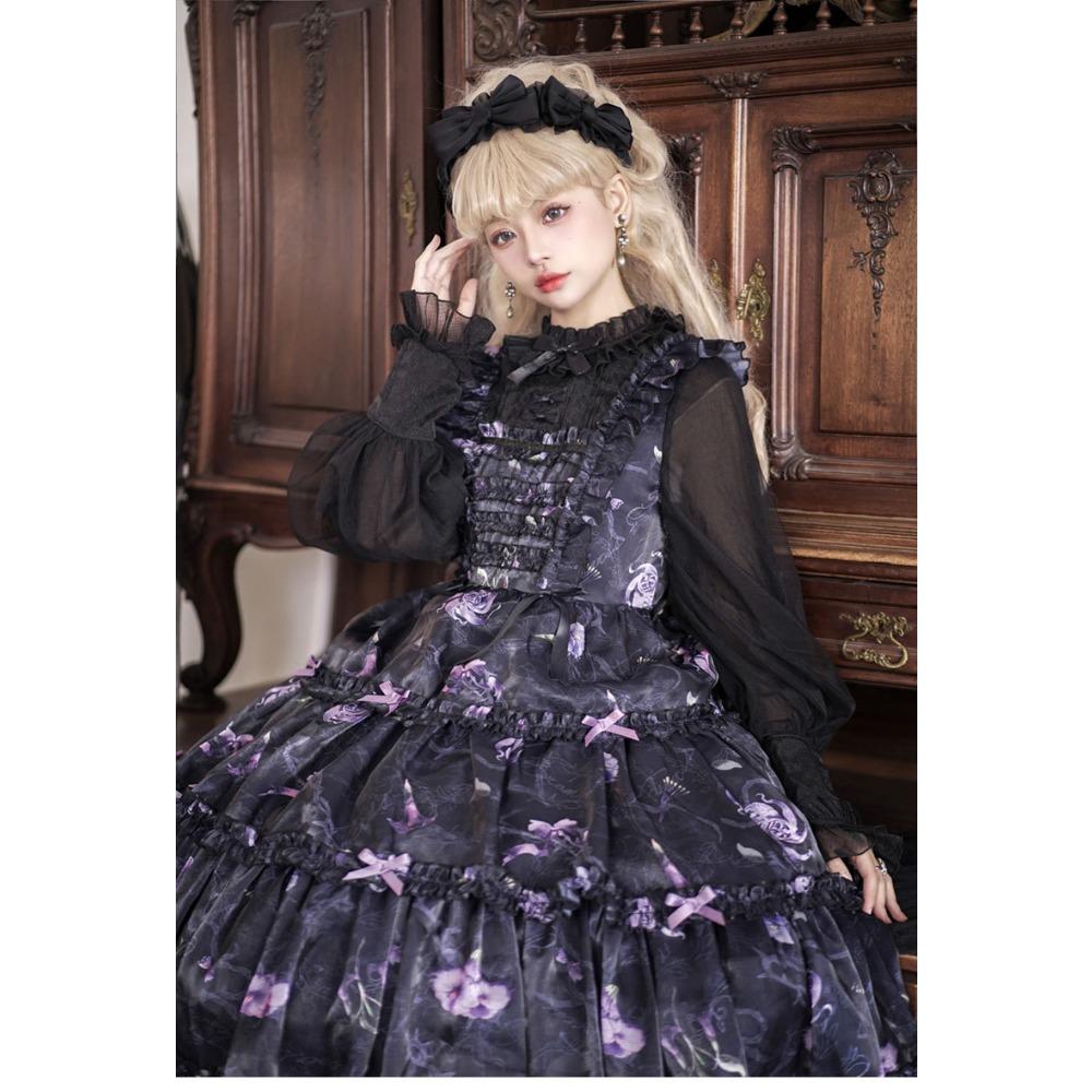 Firefly Flower OP Light Lolita Daily Lolita Vintage Dress - Girls' Soft Girl Fake Two-Piece Set
