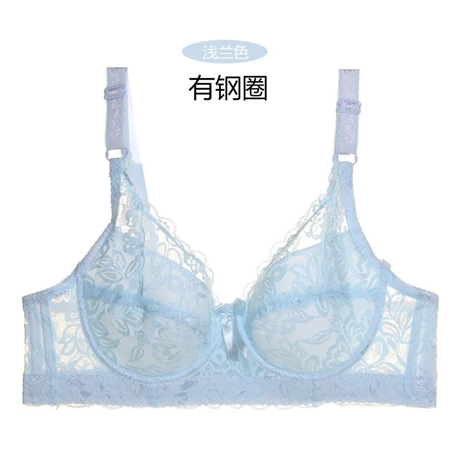 Underwear Full Lace Sexy Thin Cotton Large Cup Large Size Adjustment Bra Cover
