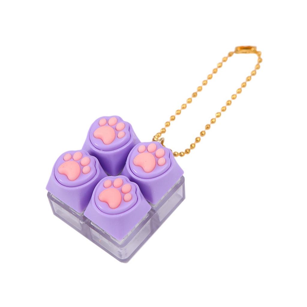 Silicone Cat Paw Keychain Stress Relief Toy with Light for Keyboard Lovers Fidget Press Button Anxiety Relief