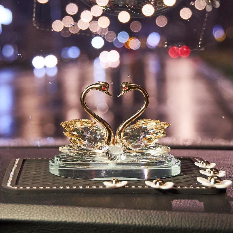 Crystal Swan Car Air Freshener - Deluxe Interior Ornament Set for Women
