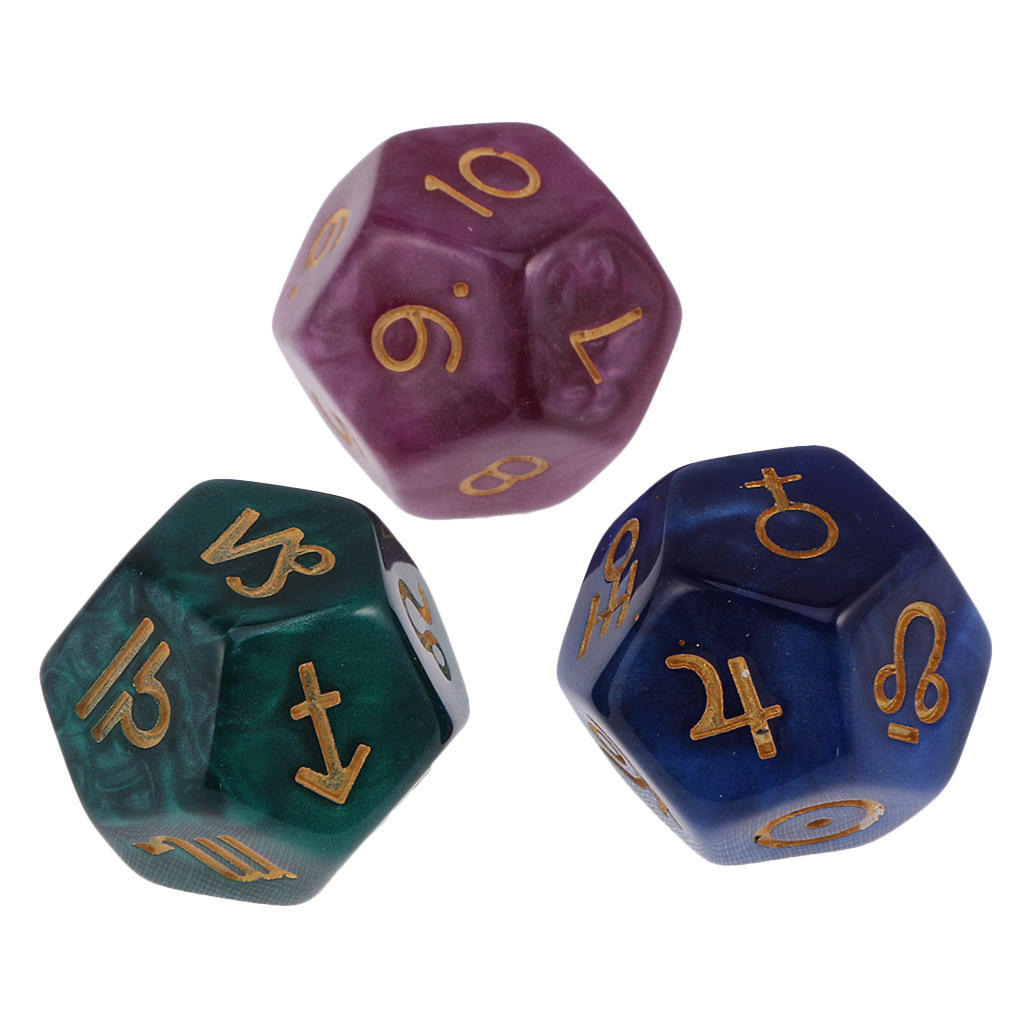 3 pz Dadi Astrologici a 12 Facce per Divinazione delle Costellazioni Giocattoli per il Tempo Libero e l'Intrattenimento Giocattoli per Giochi di Festa Gioco di Ruolo