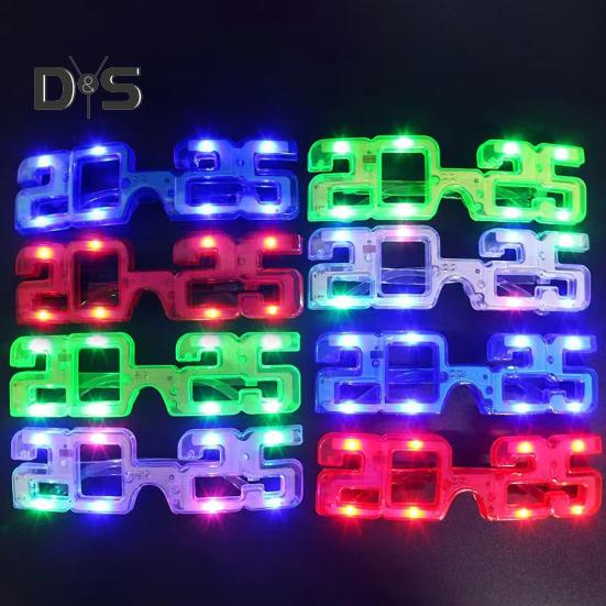 New Year Party LED Light Up Glasses 2025 Number Luminous Glasses 3 Lighting Modes Cosplay Birthday Party Photo Prop