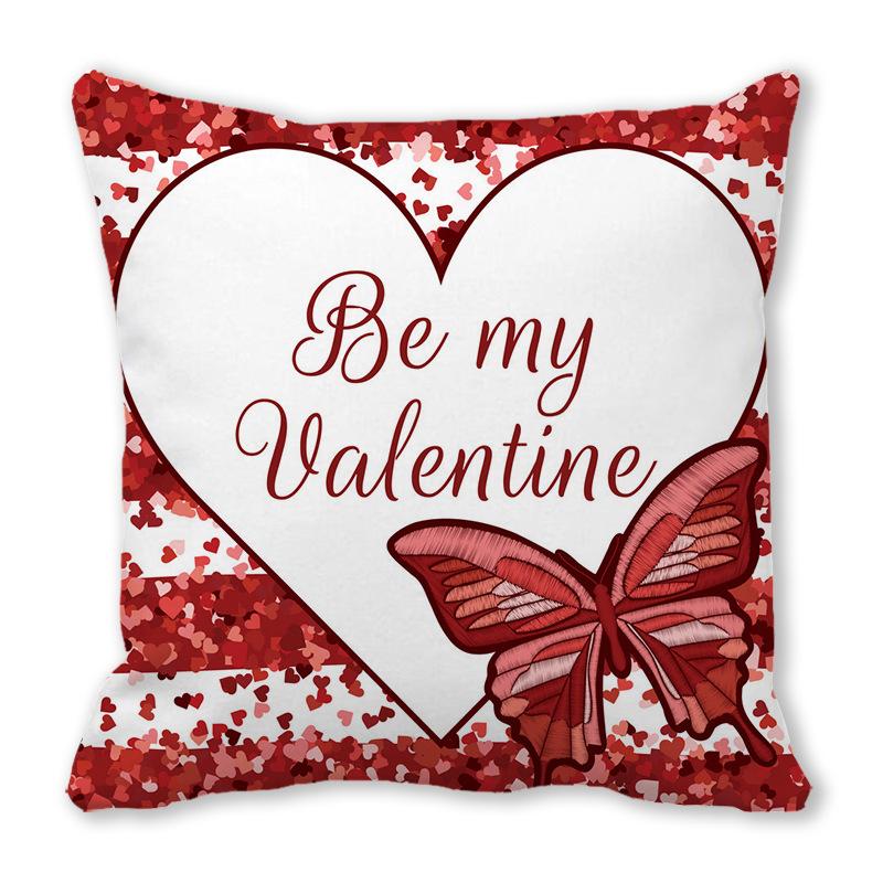 Home Decor Red Heart Patterns: Love themed Pillow Covers Pattern Cushion Cover Suitable for Sofa Bedroom Car Pillow Cover
