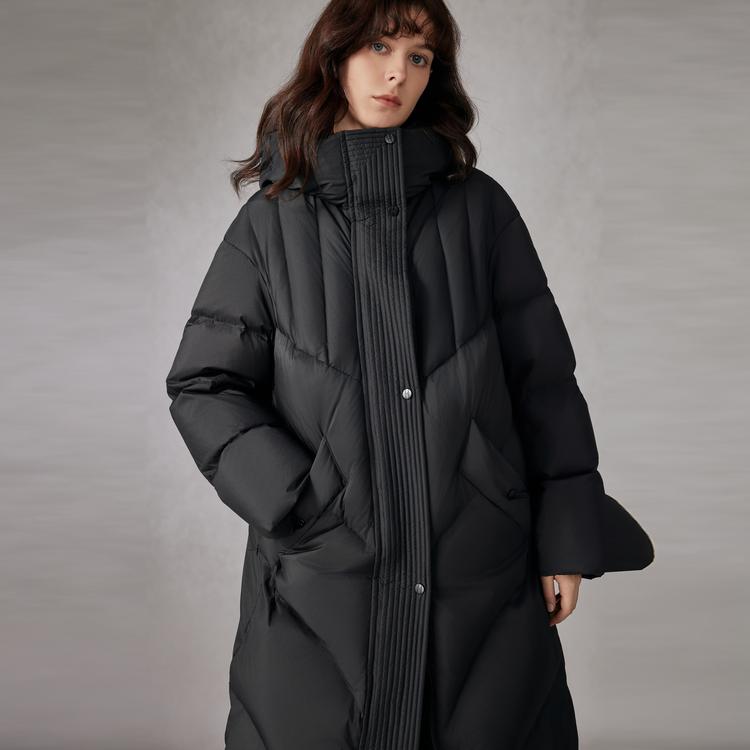 ELLE French Casual Basic Loose Versatile Long Sleeve Hooded Warm Long Puffer Coat Women Outerwear EY52082