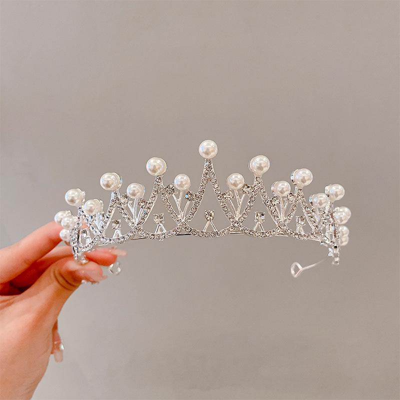 Elegant Korean Pearl Bridal Crown - High-End Simple Headdress for Birthdays & Parties