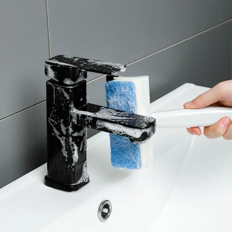 2 In 1 Double Sided Glass Cleaner Brush Sponge Squeegee for Windows Mirrors Shower Long Handle Bathroom Car Windshield Cleaning