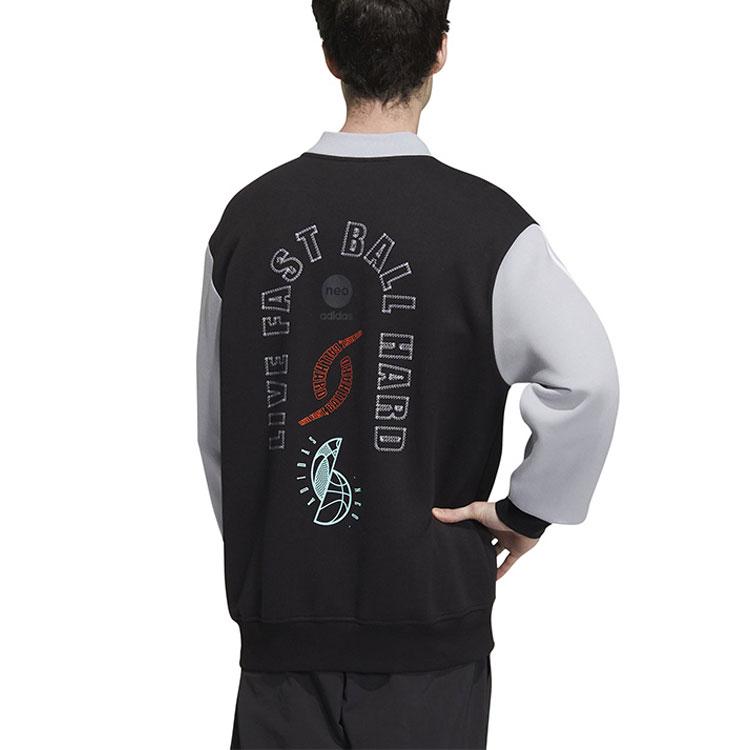 Adidas Neo Patterned Print Single-Breasted Long Sleeve Jacket Men Jackets Black HM1988