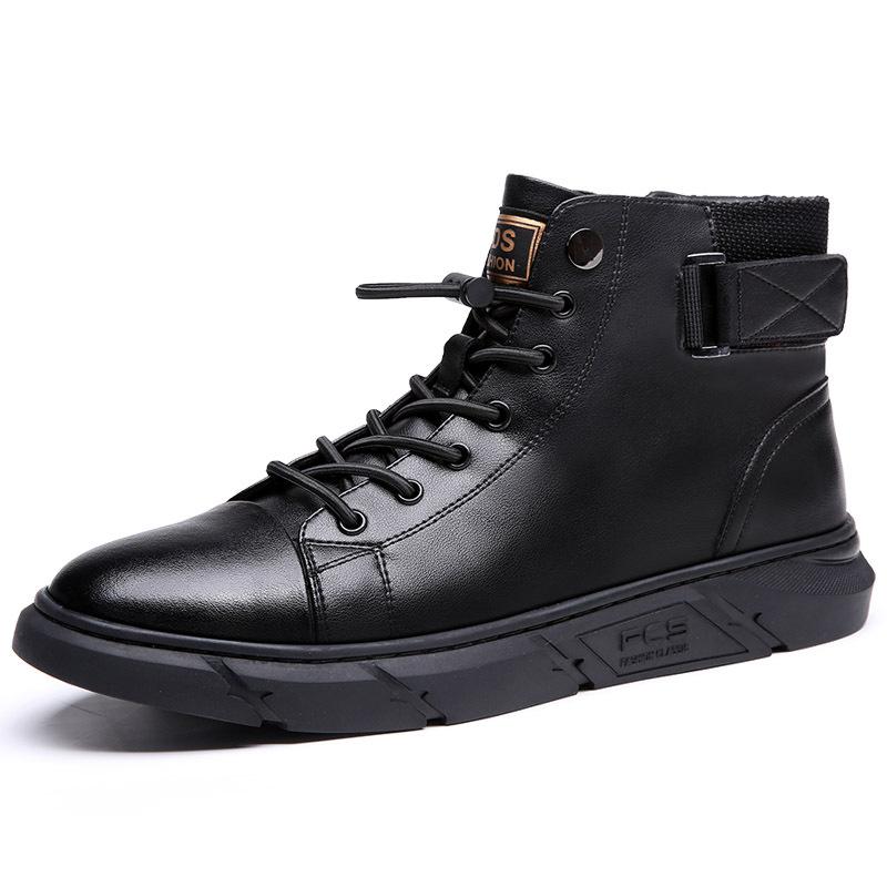 

2025 autumn and winter men s board shoes Martin boots high-top trendy casual shoes wear-resistant cotton warm leather shoes 2025 44