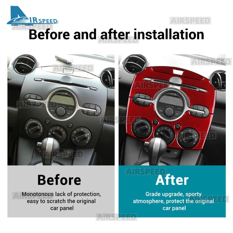 For Mazda 2 DE 2008 2009 2010 2011 2012 2013 2014 Real Soft Carbon Fiber Sticker LHD RHD Car Central Control Panel Frame Trim