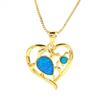 ins wind gold platinum blue and white opal size turtle mother and son hollow heart-shaped versatile necklace