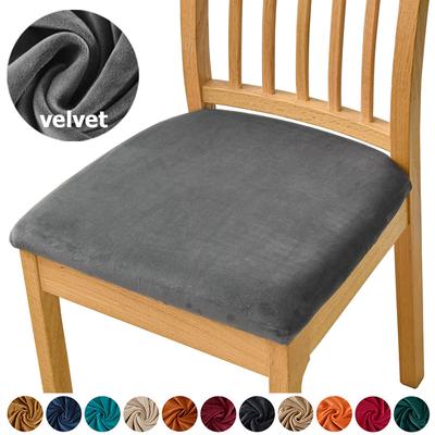 Soft Velvet Seat Cushion Cover Stretch Home Decor Chair Cover For Dining Room Kitchen Office Removeable Washable Chair Slipcover