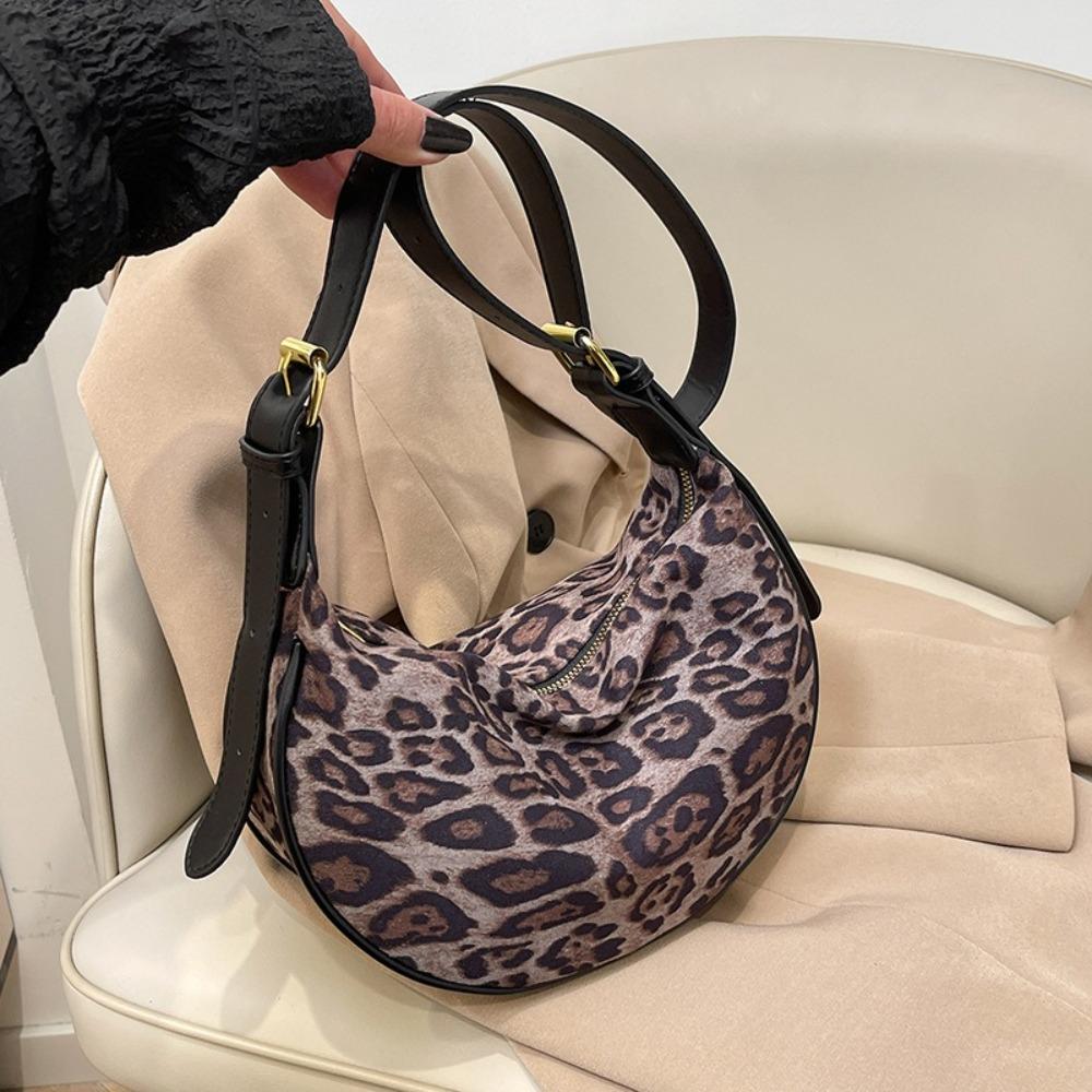 New PU Leopard Crossbody Bag Large Capacity Casual Handbag Vintage Shoulder Bags