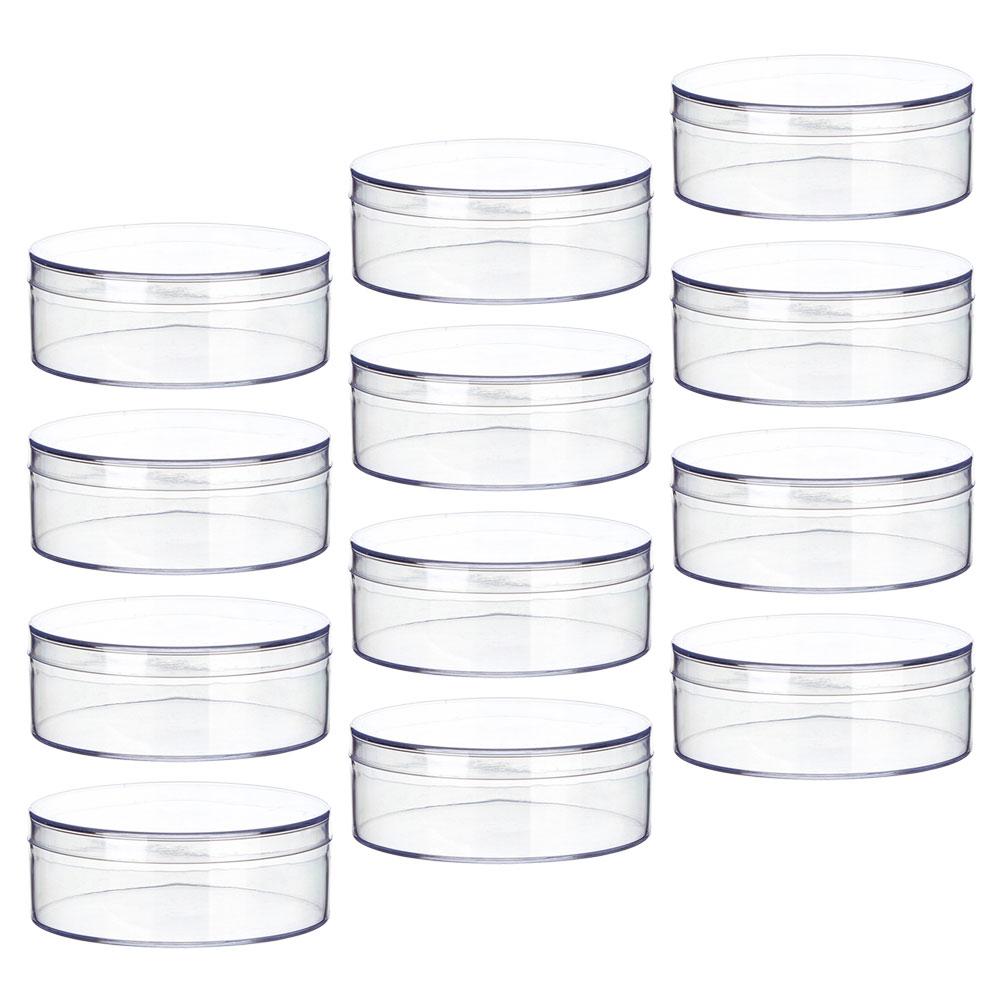 6pcs 12cm Clear Round Candy Box With Lid Transparent Party Favor Boxes Wedding Small Storage Containers For Jewelry Beads Crafts