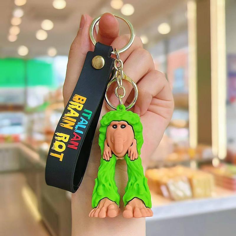 Italian Brainrot Children Cartoon Keychain Tung Tung Tung Sahur Tralalero Tralala Cute Keyring Funny Meme Bag Anime Pendant Gift