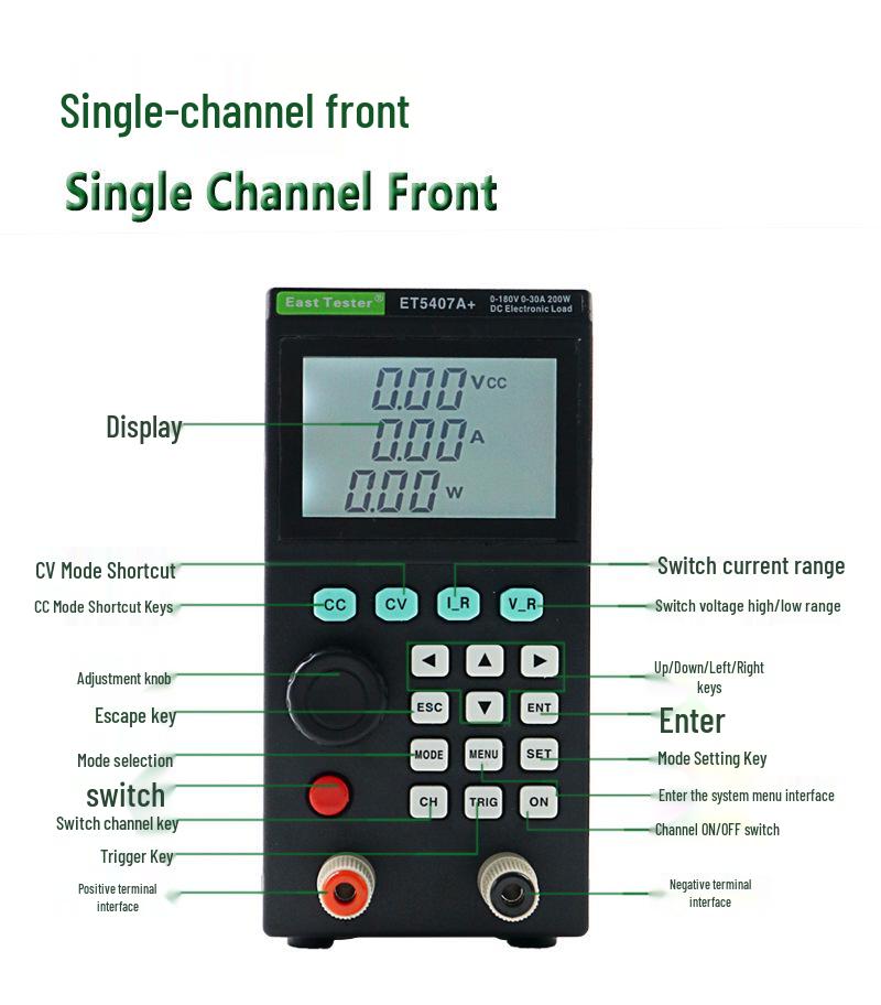ET54 DC Electronic Load 400W, 120-500V Battery Discharge Capacity Tester