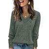 Women's T Shirt Tee Button Long Sleeve Tunic Daily Weekend Fashion Basic V- Neck Regular Top