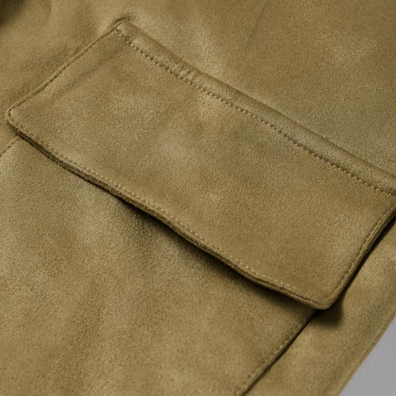Retro Causal Suede Jackets Women Elegant Single Breasted Lapel Coats Autumn Winter Fashion Soft Pocket Outwear