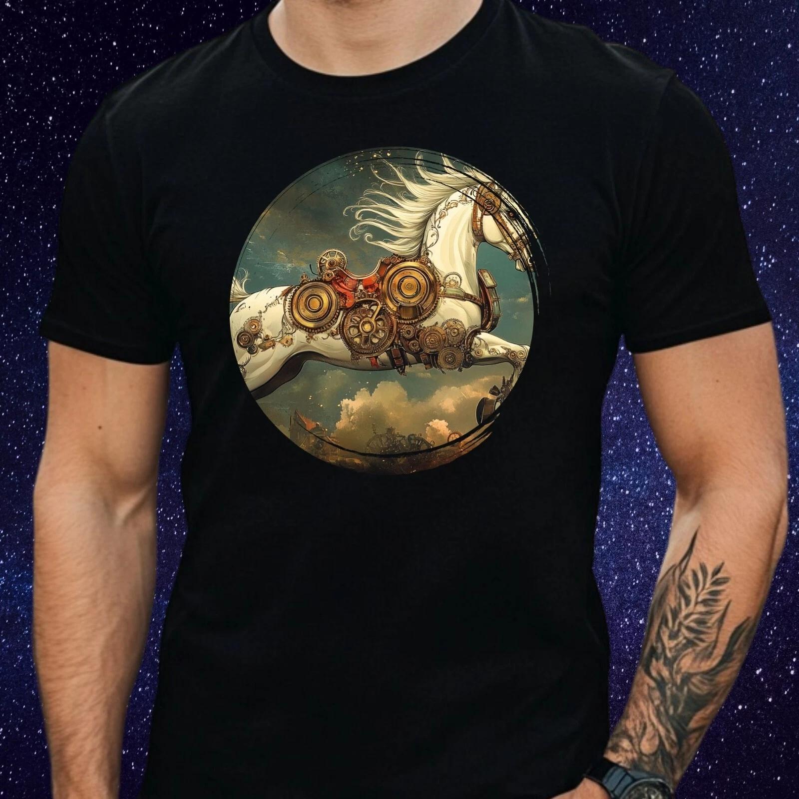 T-Shirt Herren Steampunk Einhorn Motiv Baumwolle Größe S bis 5XL M