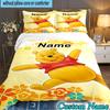 3PCS Custom Name Little yellow bear and friends Bedding Set Duvet Cover Closure Includes 1 Duvet Cover & 2 Pillowcases for All Seasons Bedroom Decor