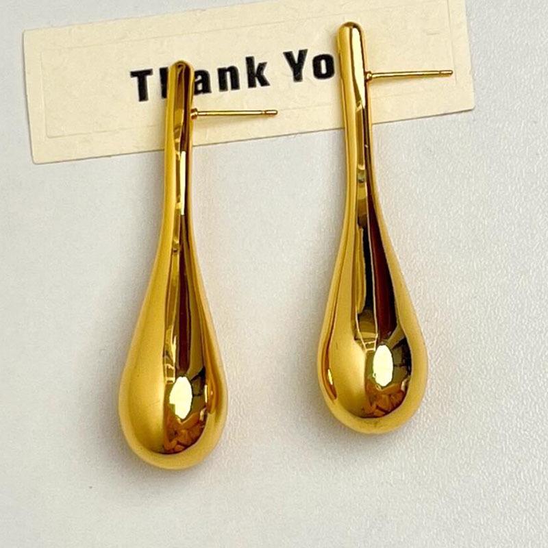 Geometric Metal Water Drop Earrings: High-End, Light Luxury Stud Earrings with Smooth Surface and Distinctive Style