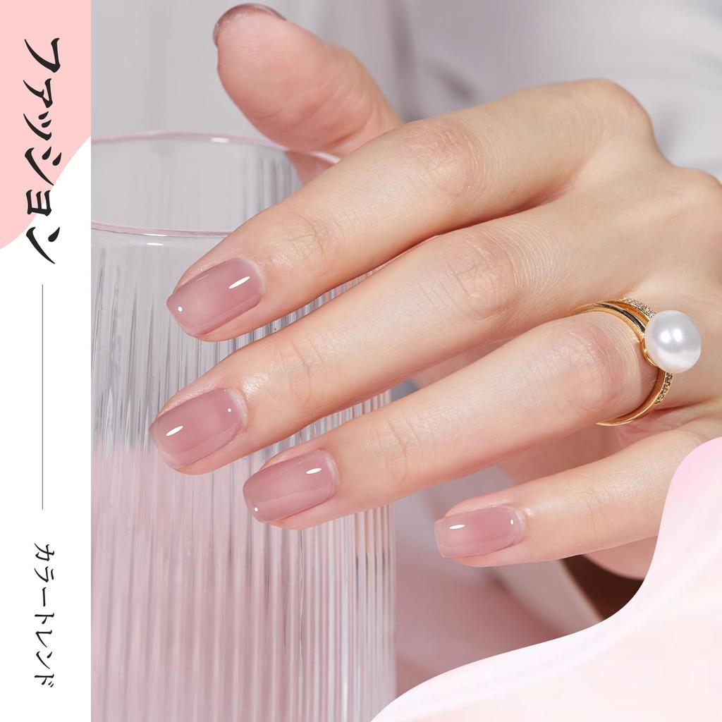 MODELONES Color Gel Nails, 6-Color Set, Self-Nail, Beginner's, Sheer Color Gel Nails, 7ml/Bottle, UV and LED Compatible, Sheer Translucent Gel Nails