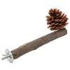Natural Perch Bird Stand Pole Chewable Applewood Bird Perch Cage Accessories with Pine Cone for Parakeets Cockatiels