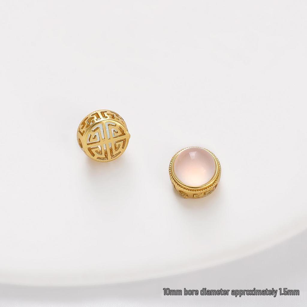 Pozlacené prolamované korálky s kočičím okem a imitací nefritu pro výrobu šperků DIY