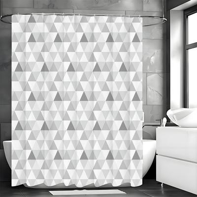 Modern Geometric Creative Shower Curtain, Bathroom Decorative Shower Curtain, Waterproof Shower Curtain with Hooks