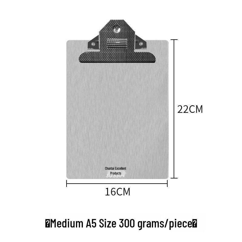 Chuntian Stainless Steel Clipboard with File Clip and Sticky Note Holder, A4/A3 Size
