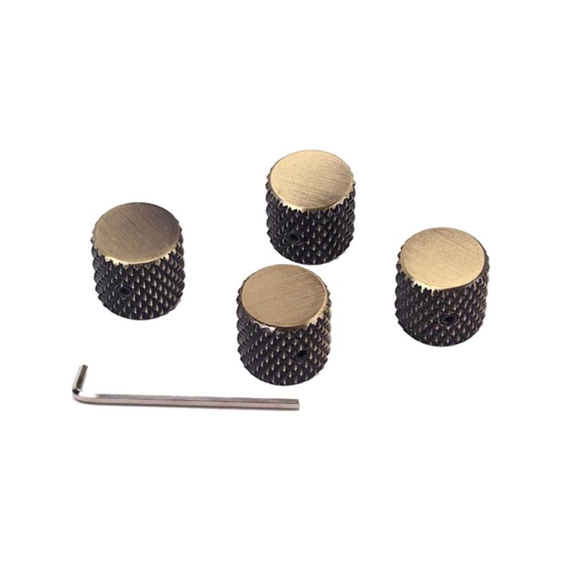 Set of 4Pcs Guitar Knobs Bronze-coloured Volume Tone Control Knobs with Wrench Replacement Speed Knobs for Bass Guitar 1