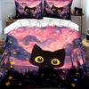 """Set Artistico Gatto Notte Stellata"" Varie Misure Camera da Letto per Bambini e Adulti Squisito Set Biancheria da Letto 3 Pezzi, Regalo"""