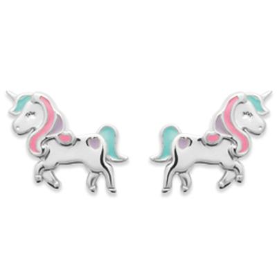 [R7465] - Silberohrringe 'Licorne My Unicorn' mehrfarbig silber (Rhodium)  - 10 x 10 mm