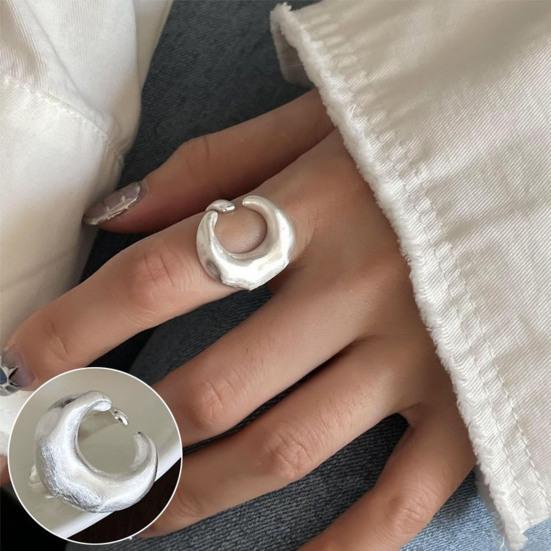 Simple Silver Band Ring Adjustable Open Ring Minimalist Handmade Wide Band Ring Couple Jewelry for Men Women