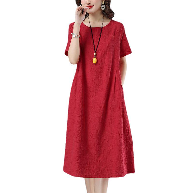 Mom's 2023 Summer Cotton Linen Dress: Stylish, Slimming Fashion for Middle-Aged & Elderly Women