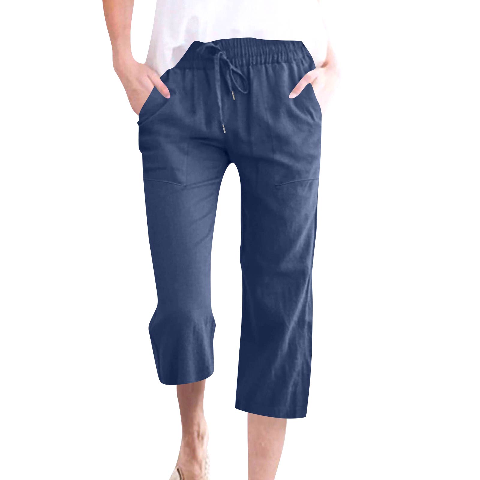 

Women s Casual And Fashionable Color Loose Pants With Pocketes XL Темно-синій