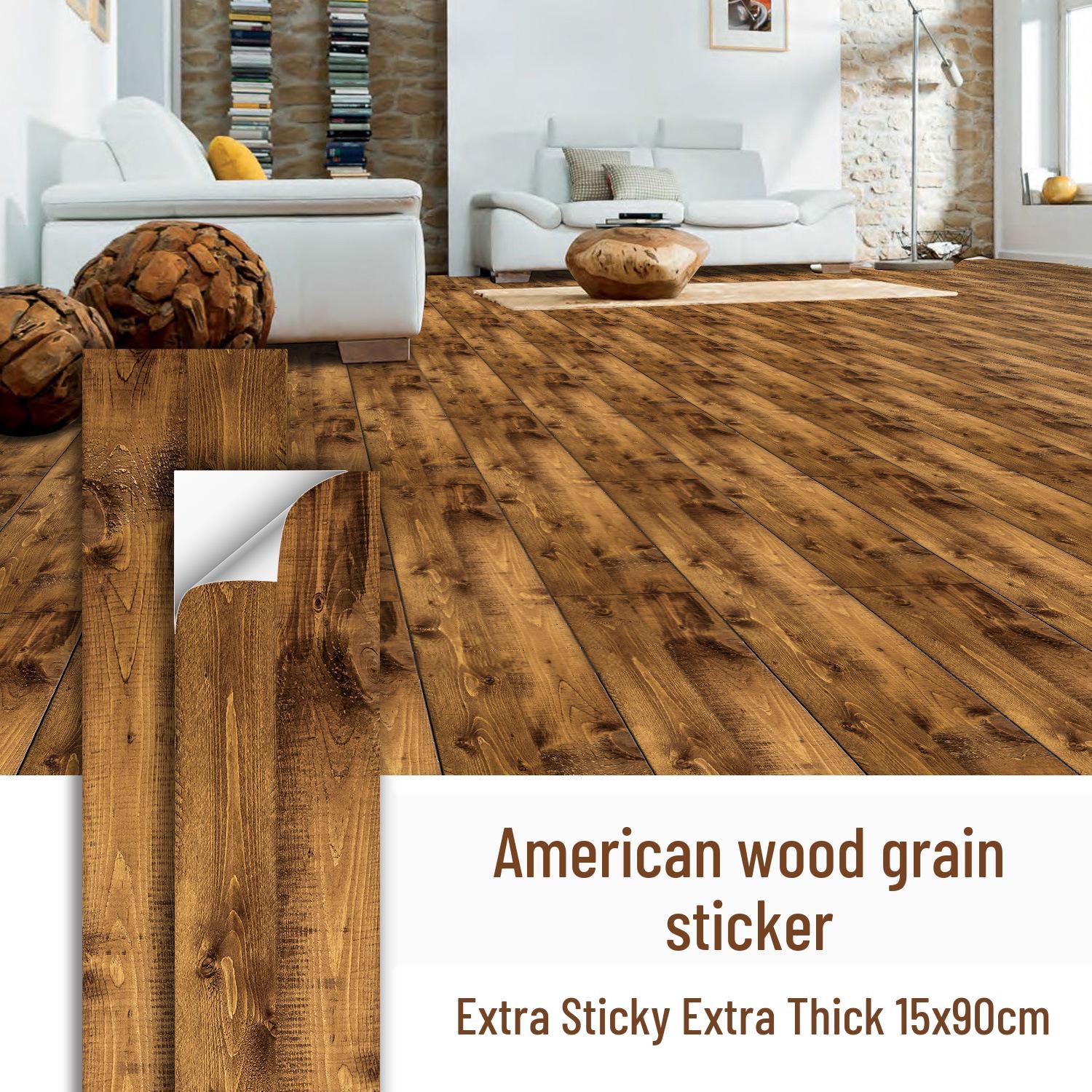 

Водонепроницаемые матовые напольные наклейки под дерево - Утолщенные самоклеящиеся, устойчивые к пятнам, декоративные для кухни и спальни 15x90cm, 1 Sheet