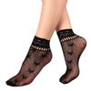 Women'S Black Fishnet Ankle Socks Retro Floral Dress Hollow Out Nylon Elastic In Patterned Short Socks
