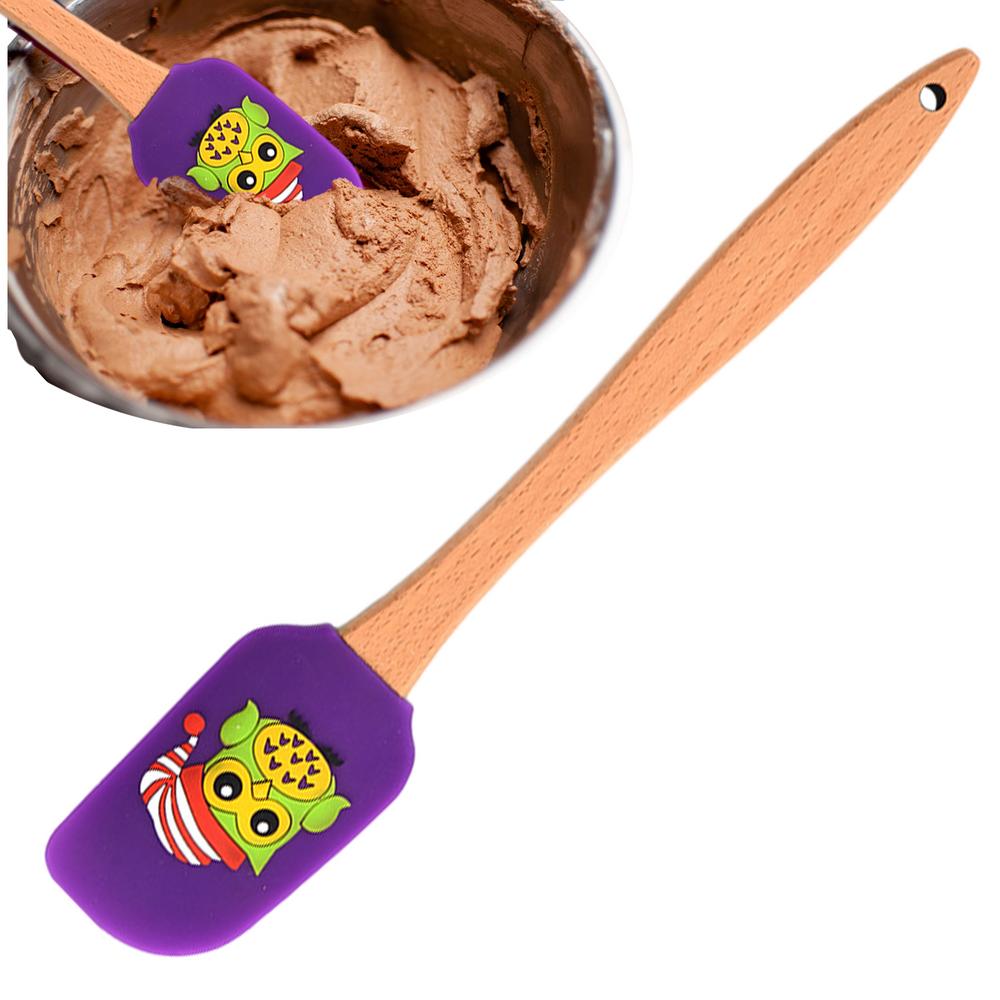 Silicone Spatula Wooden Handle Silicone Scraper Integrated Scraper With Wooden Handle Christmas Kitchen Utensils Holiday Cute