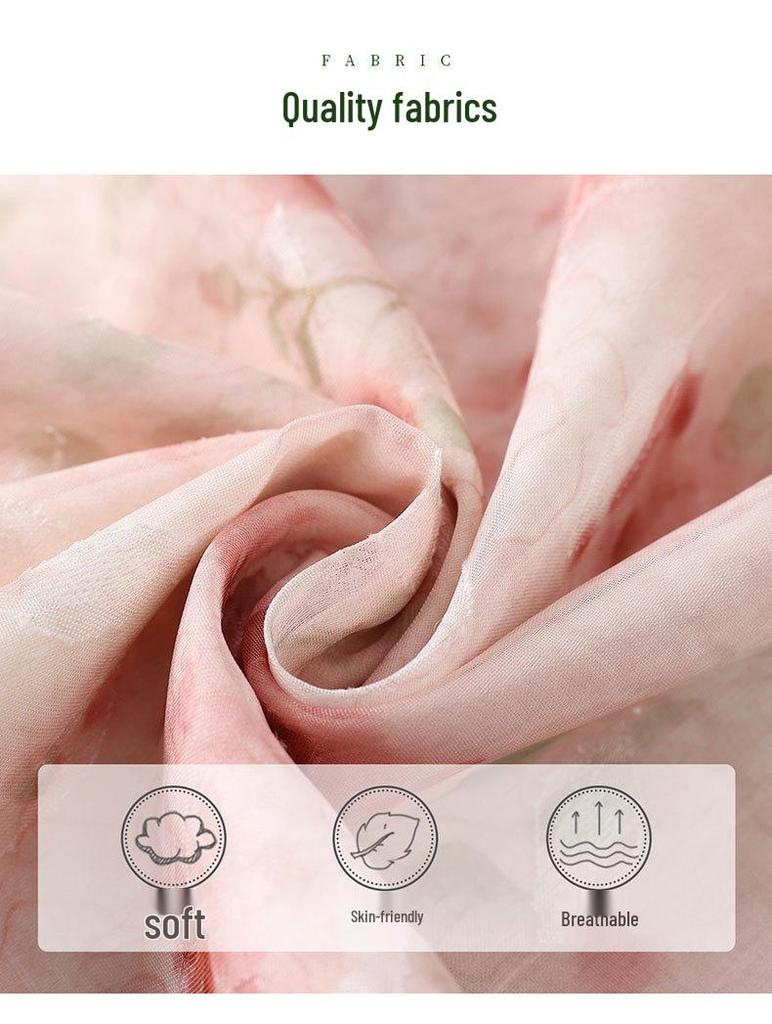 Robe Mi-longue Imprimée en Mousseline de Soie à Manches Courtes pour Femme - Été 2026 Élégante