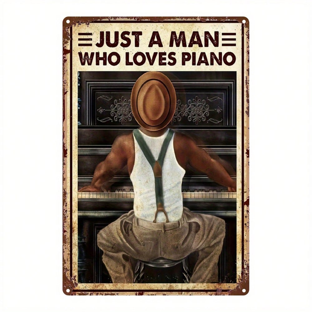 

Vintage Metal Wall Art Decor Retro Grand Piano and Pianist Wall Sign Heavy Duty Iron Sheet Music Decor for Home Bar 20x30cm