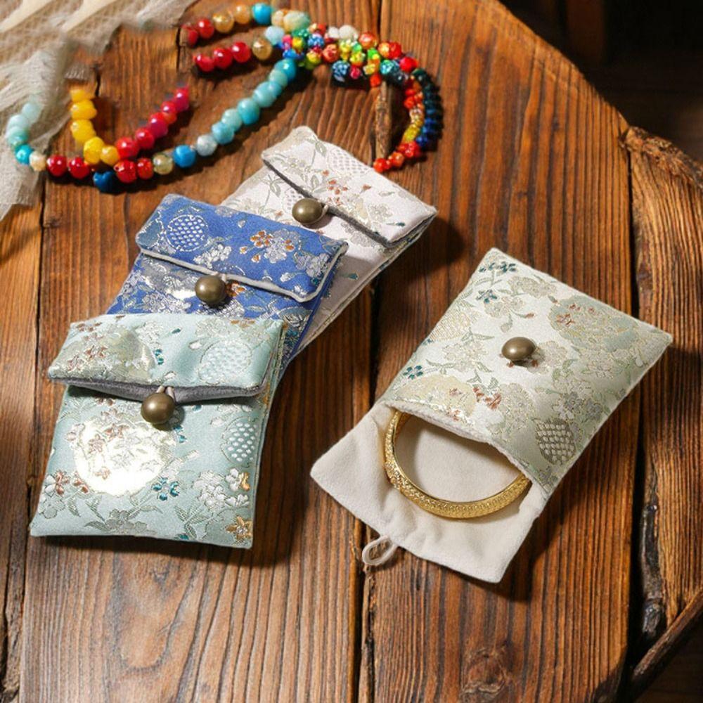 Embroidered Flowers Jewelry Packing Bag Rings Necklace Jewelry Holder Earrings Storage Case  Travel