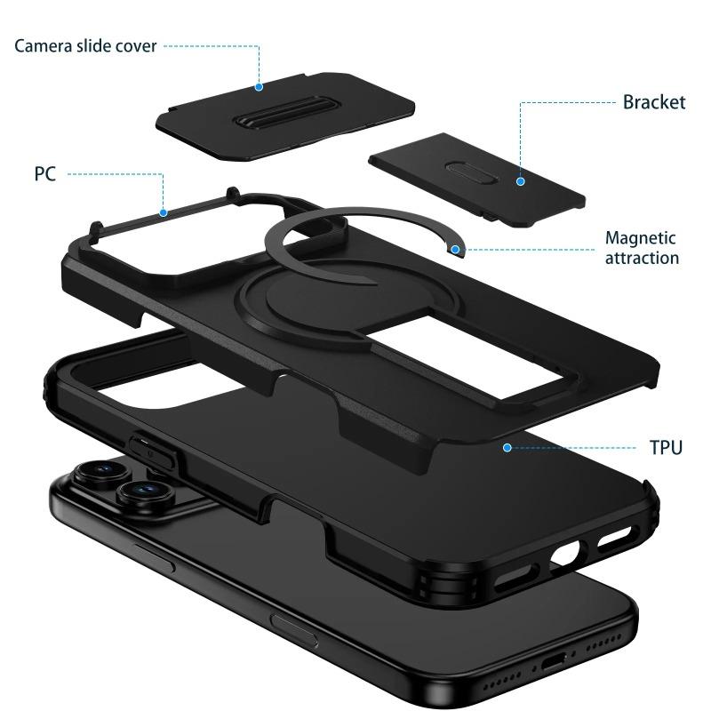 Shockproof Armor Flip Camera Protect Phone Case for IPhone 17 16 13 12 11 Pro Max 14 15 Plus 16E 17 Air for Magnetic Stand Cover
