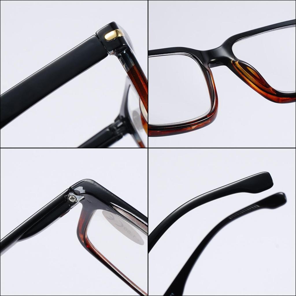 B24009 Unisex Square Reading Glasses with Fashionable Nail Design and Anti-slip Groove Temples