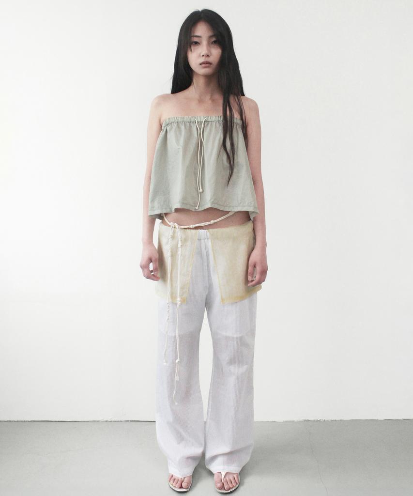 Kasel Overlay Stripe Pants, White