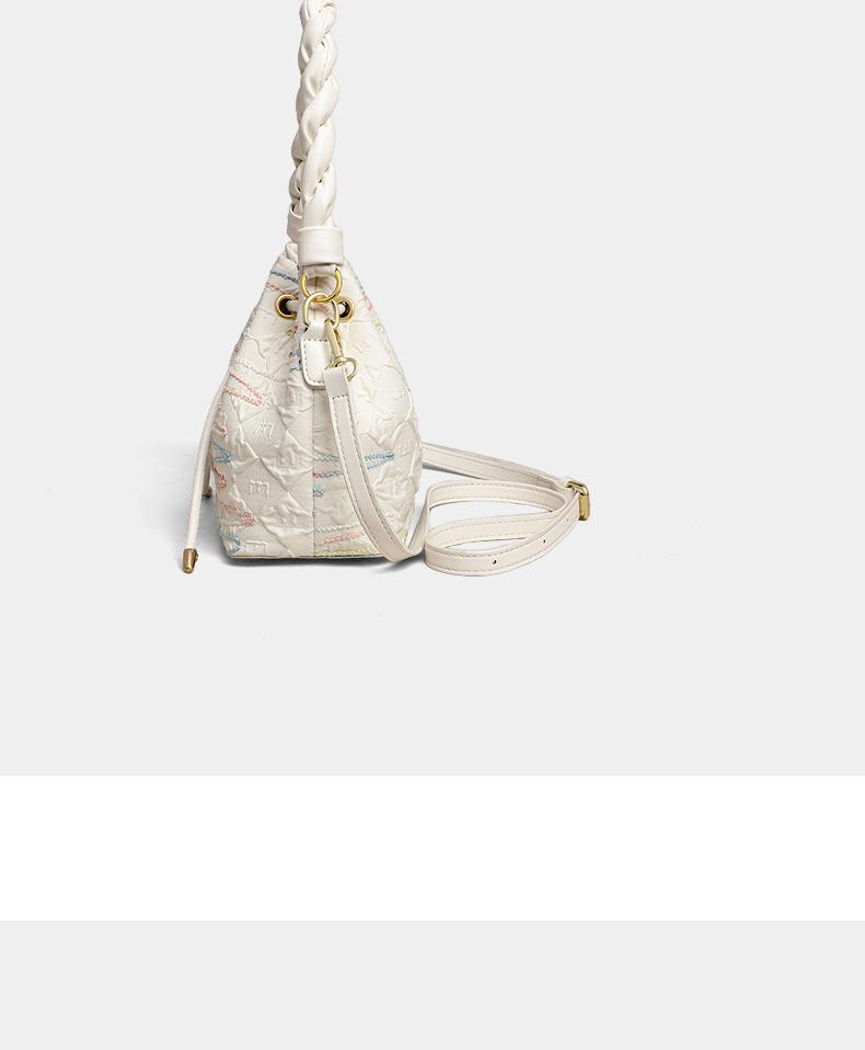 Viney Woven Handle Bucket Bag for Women, Sweet and Versatile Commuting Tote Crossbody Bag
