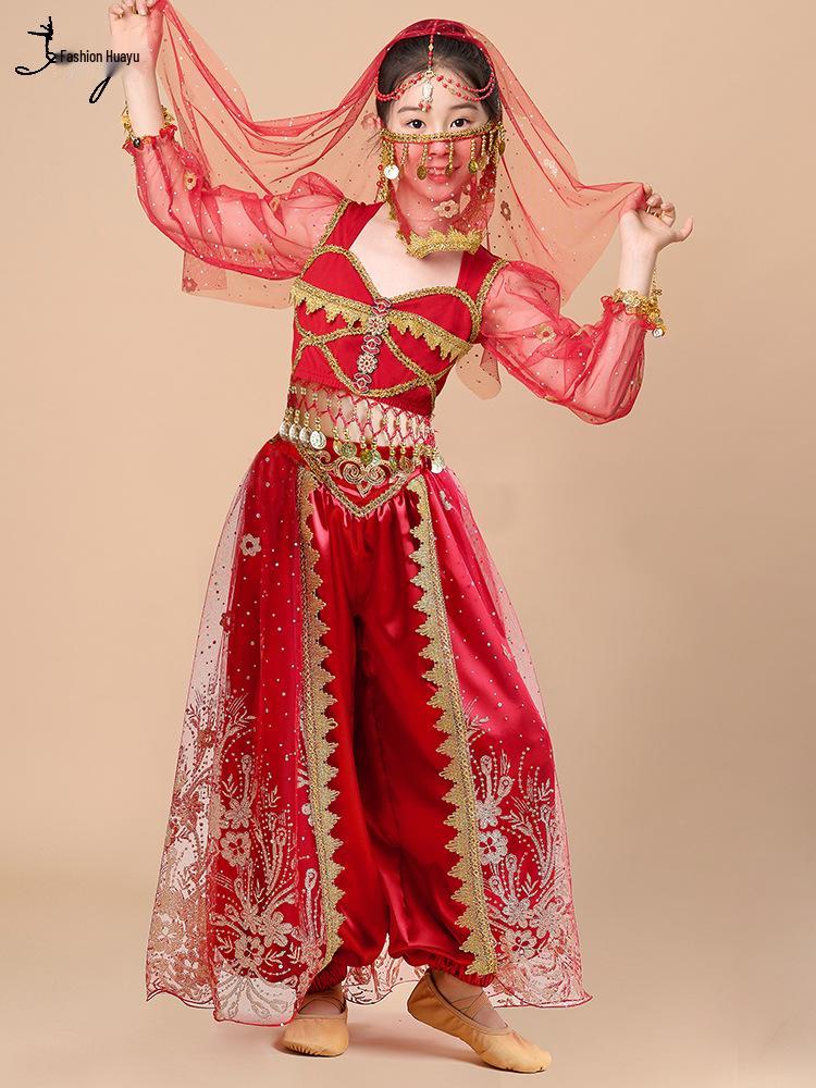 Costum de dans popular Prințesa Jasmine 2025 pentru copii mici - Set exotic stil Dunhuang pentru spectacol pe scenă