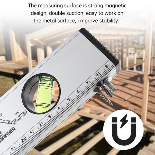 Smgda 300mm Powerful Magnet Level, Measures 45, 90, and 180, Aluminum Alloy Construction, for Measuring Wall Level, Checking Floor Level, Mounting