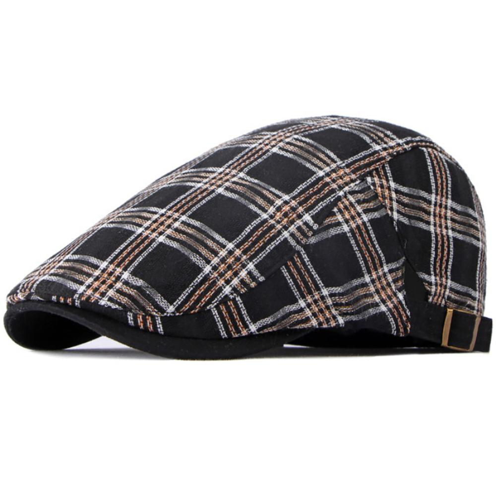 Ht4640 Beret Cap Men Women Spring Summer Cap Sun Hat Adjustable Ivy Flat Cap Plaid Artist Painter Beret Hat Male Female Berets
