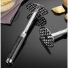 Stainless Steel Potato Masher with Long Wooden Handle, Multi-Purpose Fruit Crusher for Easy Mashing of Various Foods