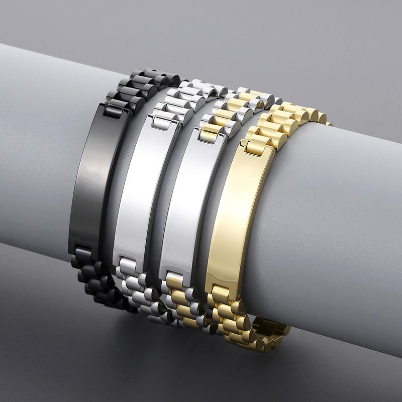 Korean Style Engravable Titanium Steel Men's Adjustable Bangle Bracelet